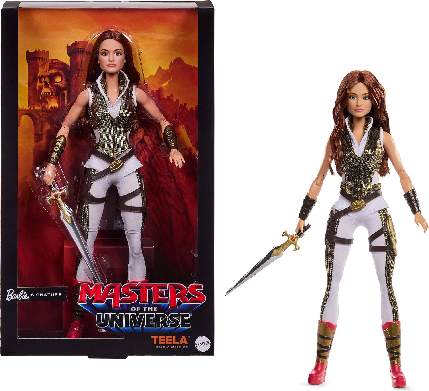 Barbie Signature Doll, Teela Collectible in Jumpsuit, Sword, Doll Stand & Displayable Packaging, Motu Movie Theme - 1
