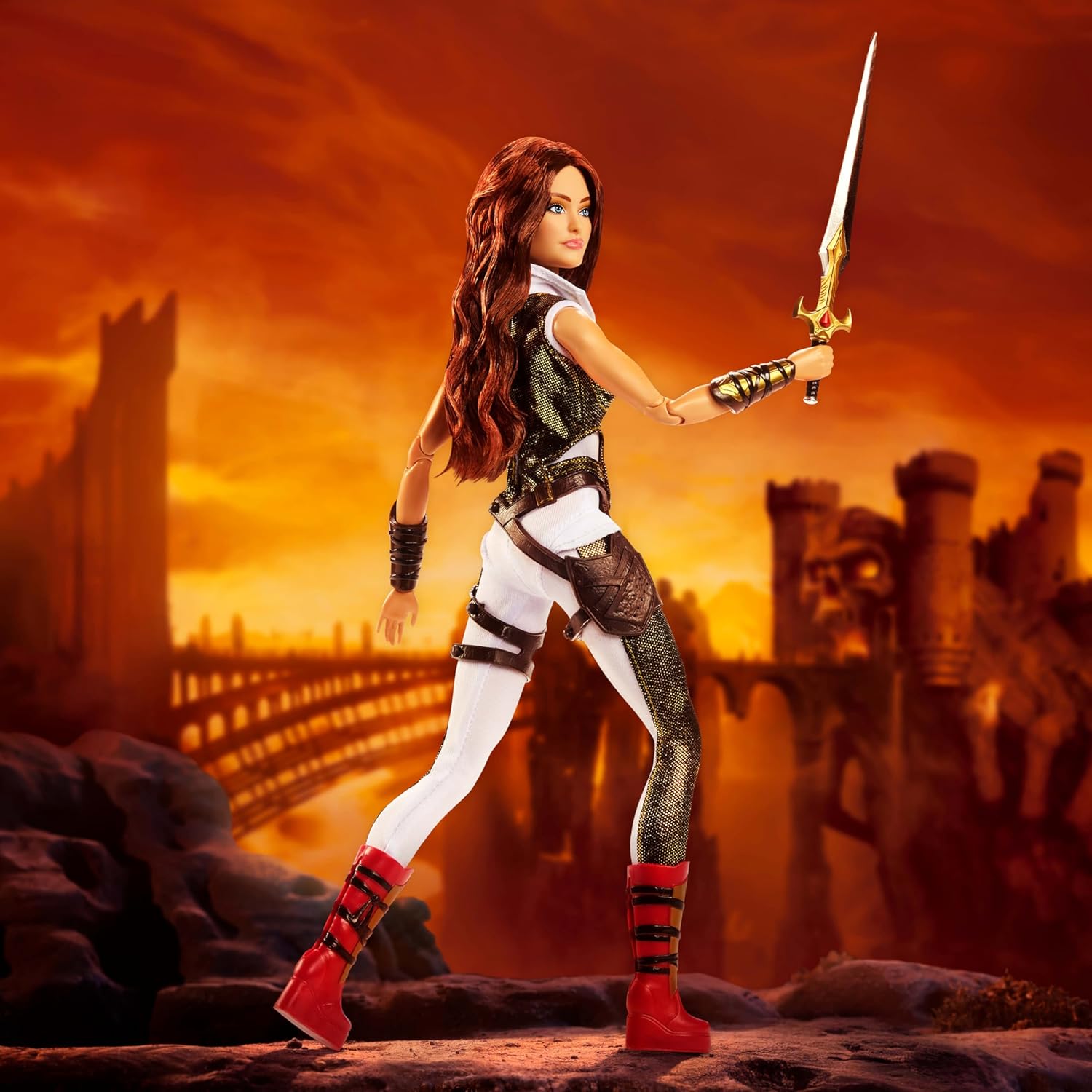 Barbie Signature Doll, Teela Collectible in Jumpsuit, Sword, Doll Stand & Displayable Packaging, Motu Movie Theme - Image 3