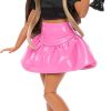 Barbie Deluxe Style Doll #16 in Pink Vinyl Barbiecore Skirt, Black Satin Crop Top, Long Brown Hair, Black Clutch, and Silver Jewelry​​ - 1