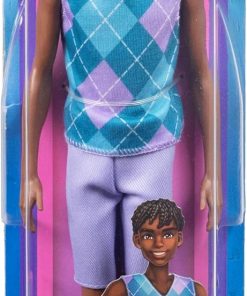 Alternative view of Barbie Fashionistas Style Ken Doll #253 with Brown Hair, Wearing Lavendar Shorts with Turquoise and Lavender Argyle Shirt, White Shoes