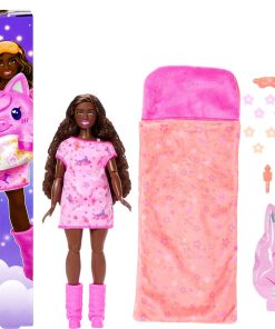 Barbie Party Unboxed Doll & Accessories, Sleepover Reveal Series with 7 Surprises Including Glow-in-The-Dark Activity Pink Pajama Doll​ - 1