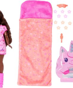 Alternative view of Barbie Party Unboxed Doll & Accessories, Sleepover Reveal Series with 7 Surprises Including Glow-in-The-Dark Activity Pink Pajama Doll​