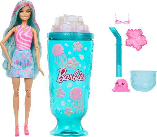 Barbie Pop Reveal Doll & Accessories, Sea Slushy Series Fashion Doll & Pet, 8 Surprises Includes Sensory Slime, and Color Change Hair​​ - 1