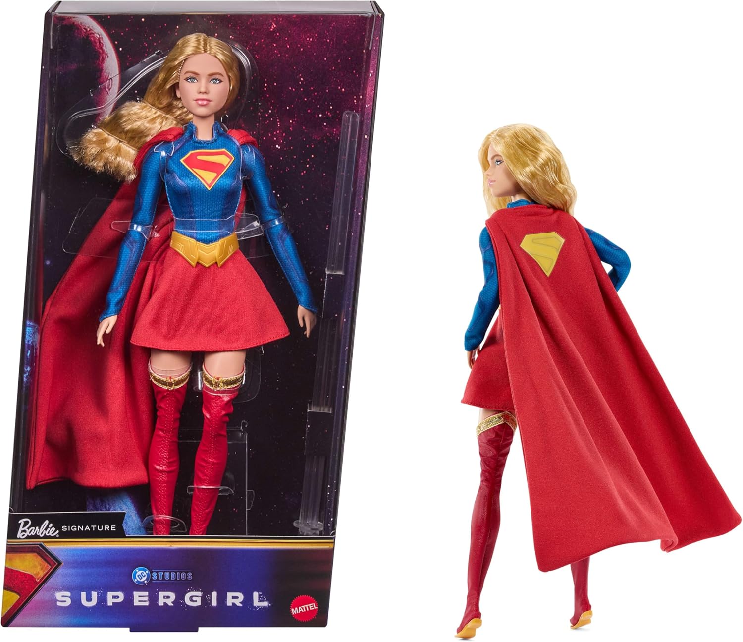 Barbie Signature DC Supergirl Fashion Doll, Blonde with Super Hero Costume & Cape, Collector Doll in Displayable Packaging & Doll Stand - 1