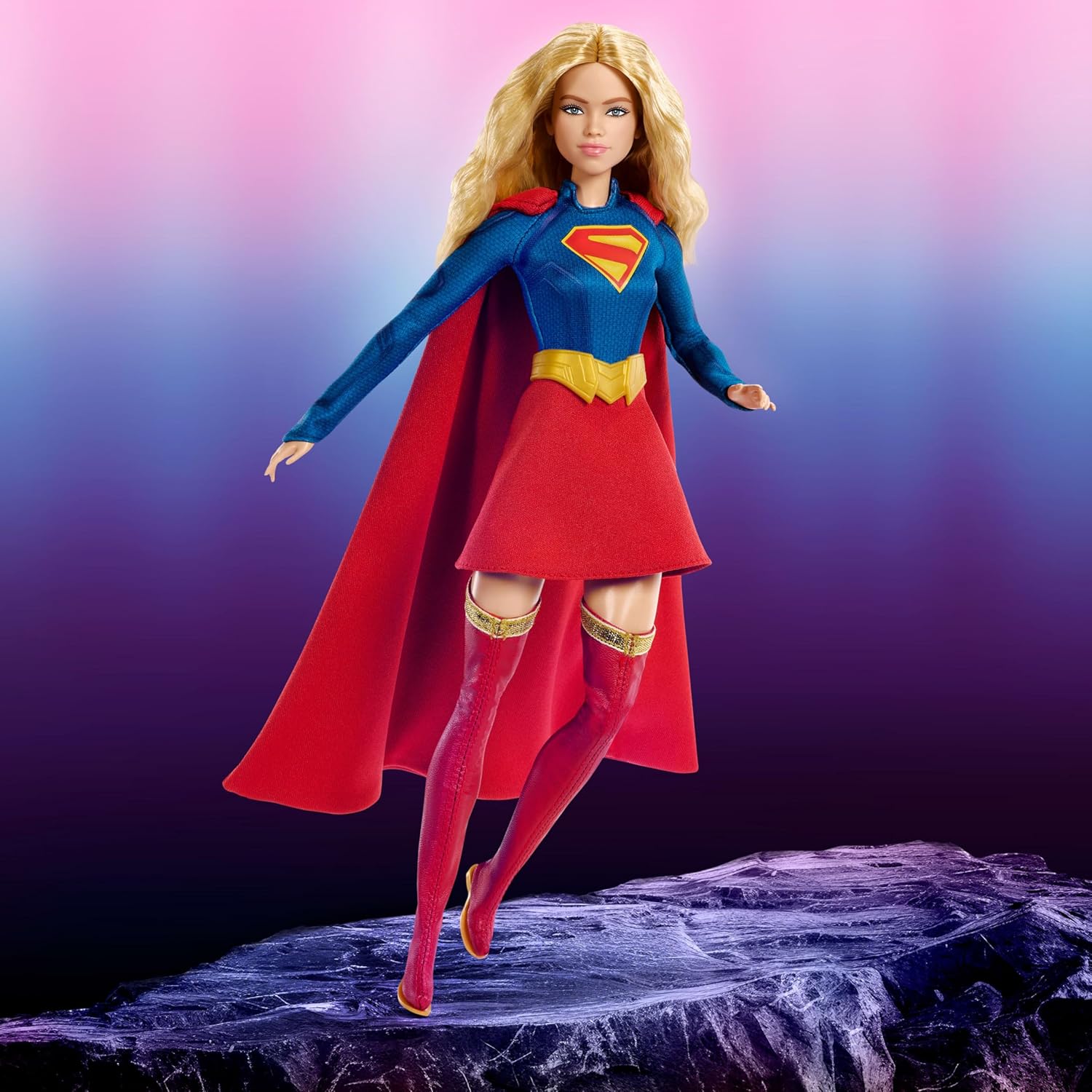 Barbie Signature DC Supergirl Fashion Doll, Blonde with Super Hero Costume & Cape, Collector Doll in Displayable Packaging & Doll Stand - Image 6