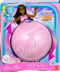 Alternative view of Barbie Team Roll and Reveal Tennis Player Doll and Accessories with Brunette Fashion Doll & 8 Surprises and a Tennis Ball Encasement
