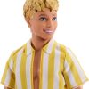 Barbie Fashionistas Style Ken Doll #252 with Blond Hair, Wearing Orange and Yellow Polka-Dot Board Shorts with Yellow and White Striped Shirt, Orange Shoes