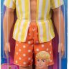 Barbie Fashionistas Style Ken Doll #252 with Blond Hair, Wearing Orange and Yellow Polka-Dot Board Shorts with Yellow and White Striped Shirt, Orange Shoes