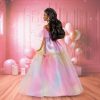 Barbie Signature Birthday Wishes Fashion Doll with Black Hair in Dress with Pastel Rainbow Effect, Collectible Toy with Giftable Packaging