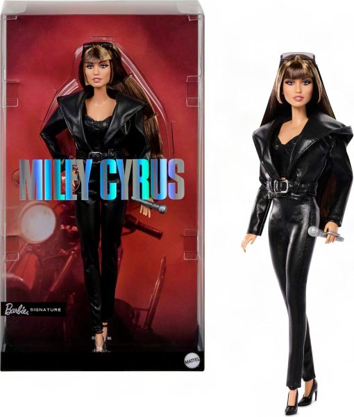 Barbie Signature Doll, Miley Cyrus Posable Collectible in Faux Leather Outfit with Hood and Heels - Faux Leather Outfit, Hood, Heels - 1