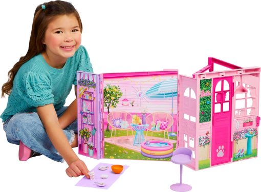 Barbie Weekend Escape House Playset - 10 Accessories Including Cookies to Bake, Kitten, 4 Play Areas, 2 Bunk Beds & 360-degree Play - 1