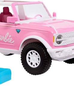 Hot Wheels RC Barbie Ford Bronco Remote-Control Toy Car, RC Vehicle with Puppy Accessory, Dog Bed & Bowl, Plus Stickers for Customization, Fits 2 Dolls - 1