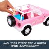 Hot Wheels RC Barbie Ford Bronco Remote-Control Toy Car, RC Vehicle with Puppy Accessory, Dog Bed & Bowl, Plus Stickers for Customization, Fits 2 Dolls