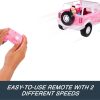 Hot Wheels RC Barbie Ford Bronco Remote-Control Toy Car, RC Vehicle with Puppy Accessory, Dog Bed & Bowl, Plus Stickers for Customization, Fits 2 Dolls
