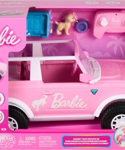 Alternative view of Hot Wheels RC Barbie Ford Bronco Remote-Control Toy Car, RC Vehicle with Puppy Accessory, Dog Bed & Bowl, Plus Stickers for Customization, Fits 2 Dolls