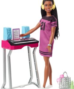 Barbie- Big City, Big Dreams Brooklyn” Roberts Doll (11.5-in, Brunette with Braids) & Music Studio Playset with Keyboard & Accessories, Gift for 3 to 7 Year Olds - 1