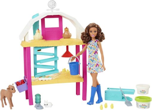 Barbie Doll and Playset with Coop, Animals, Dough, Molds and More, Hatch and Gather Egg Farm - 1