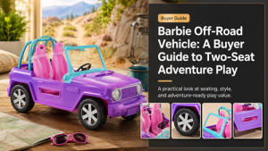 Barbie Off-Road Vehicle purple two-seat adventure car with pink seats and rolling wheels
