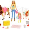 Barbie Playset and Chelsea Blonde Dolls, 2 Horses with Bobbling Heads and 15+ Toy Accessories That Include Corral Fencing, Feeding, Grooming, Nurturing and Horseback Riding Pieces, 3Y+