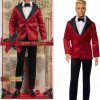 Barbie Signature 2026 Holiday Blonde Ken Collectible Fashion Doll Wearing Full Suit with Red Jacket in Displayable Packaging & Doll Stand - Full Suit with Red Jacket, Displayable Packaging - 1