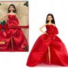 Barbie Signature 2026 Holiday Doll, Dark Brown Hair - Fashion Doll Wearing Red Gown with Bow, Seasonal Collector Doll in Displayable Packaging & Doll Stand - 1