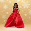 Barbie Signature Doll, 2026 Holiday Black Hair Fashion Doll Wearing Red Gown with Bow, Seasonal Collector Doll in Displayable Packaging & Doll Stand