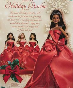 Alternative view of Barbie Signature Doll, 2026 Holiday Black Hair Fashion Doll Wearing Red Gown with Bow, Seasonal Collector Doll in Displayable Packaging & Doll Stand