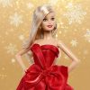 Barbie Signature Doll, 2026 Holiday Blonde Fashion Doll Wearing Red Gown with Bow, Seasonal Collector Doll in Displayable Packaging & Doll Stand