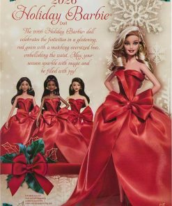Alternative view of Barbie Signature Doll, 2026 Holiday Blonde Fashion Doll Wearing Red Gown with Bow, Seasonal Collector Doll in Displayable Packaging & Doll Stand