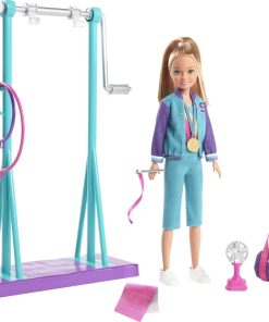 Barbie Team Stacie Doll And Gymnastics Playset With Spinning Bar And 7 Themed Accessories For 3 To 7 Year Olds - 1