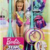 Barbie Team Stacie Doll And Gymnastics Playset With Spinning Bar And 7 Themed Accessories For 3 To 7 Year Olds