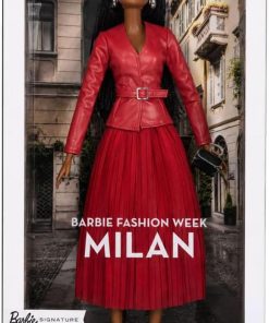 Barbie Signature Collectible @Barbiestyle Fashion Doll, Fashion Week Doll Milan Street Style Clothes with Red Jacket, Matching Skirt and Accessories - 1