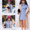 Barbie Signature Collectible @Barbiestyle Fashion Doll, Fashion Week Doll New York Street Style Clothes with Blue Dress, Brown Coat and Accessories