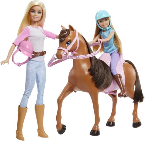 Barbie - Stacie Sisters on Horse Playset with Horse and Saddle of 2, with Riding Suits, Toy and Gift for Children 3+ Years, GXD65. - 1